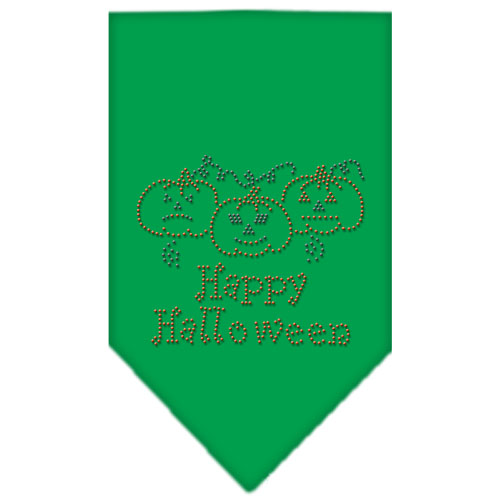 Happy Halloween Rhinestone Bandana Emerald Green Small